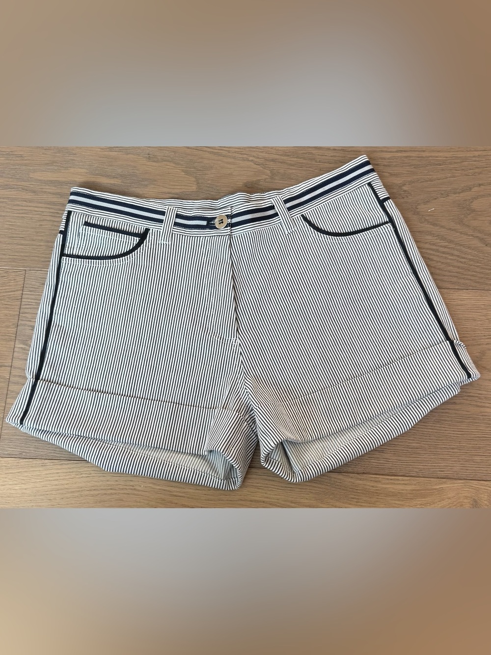 Striped Navy and White Women’s Cotton Shorts
